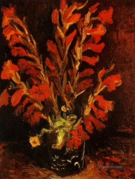  Vincent Canvas - Vase with Red Gladioli Vincent van Gogh